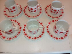 Alföldi porcelán piros napocskas teás készlet