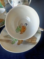 9 darabos japán kézi festésű tojáshéj porcelán teás készlet.