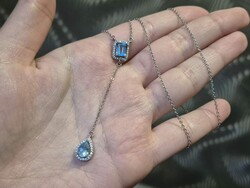 Sterling Silver Necklace with Genuine Topaz Gemstones