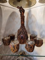 Wooden-coated wine set, decanter