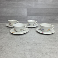 Zsolnay porcelán virágmintás kávéscsésze szett