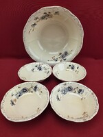 Zsolnay Cornflower Pattern Glaze Crack 4-Person Compote Set