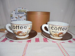 Two-Person Ceramic Coffee and Cappuccino Set in Gift Box
