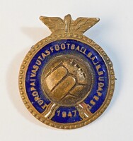 Ritka, az 1947-es Európai Vasutas Labdarúgó-bajnokság emlékére készült zománcozott sport jelvény
