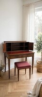 Rare 1950s/60s Modernist Walnut Desk Set with Seat