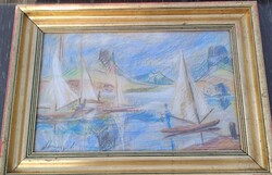 Somogyi István pasztell "Balaton"