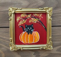 Mini festmény, sorszámozott-Funny Cat sorozat-kerettel vagy állvánnyal-JM10043