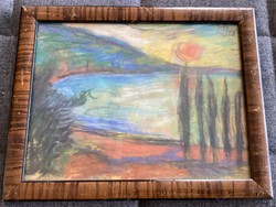 János Halápy - landscape with lake 1953.