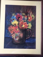 Floral still life with black 68 signatures.