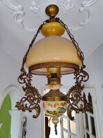 Hollóházi lustre lamp, with copper and porcelain parts