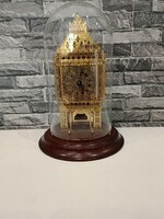 Ritka Hermle / Franklin Mint "Big Ben" sárgaréz csontváz (skeleton) asztali óra üvegbúra alatt