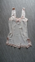 Vintage szatén szegélyes babydoll felső XS