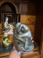 Zsolnay Art Nouveau despair nude figure in rare color