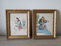 Vintage Silk Technique Paintings