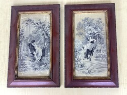 French Silk Painting Pair