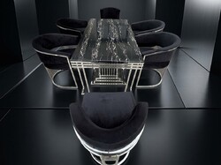 Modern Style Chrome Frame Dining / Conference Table with 6 Chairs