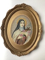 Saint Teresa - framed, glazed tapestry.