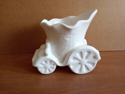 Large Retro White Ceramic Flower Pot / Vintage Carriage Planter