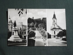 Képeslap,Szekszárd,Garay tér,szobor,templom,park,látkép,részlet, 1963-