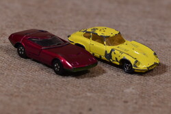 2 pcs Matchbox and Majorette Car Models Dodge Charger Mk III and Jaguar E-Type France UK 1970s