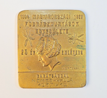 Magyarországi Fodrászmunkások Egyesülete / ritka fodrász ipartörténeti bronz emlékplakett