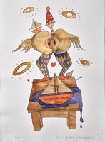 Ef Zámbó István - Bohóc 42 x 30 cm computer print, merített papír