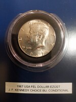 1967 EZÜST USA fél dollár J. F. Kennedy Choice BU állapotú