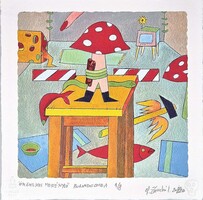 Ef Zámbó István - Öngyilkos merénylő bolondgomba 30 x 30 cm computer print, merített papír
