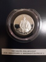1982 EZÜST USA fél dollár Anniversary G. Wasshington PROOF tükör veret