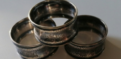 Clearance!  3 pcs / Silver-plated Embossed Napkin Ring Replacements