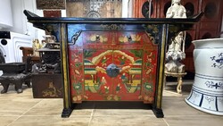 Old Hand-Painted Chinese Altar Cabinet, Eastern, Asian, Japanese, Cabinet