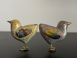 Vintage kínai rekeszzománc (cloisonné) csibe pár