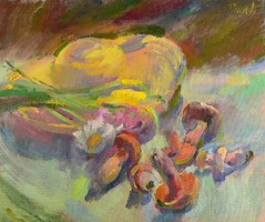 József Pituk on Victoria (1906-1991) still life with mushrooms