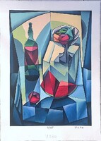 Vinkó Leó - Colorful Silence and Dialogue with Cubism 42 x 30 cm computerprint, handmade paper