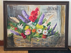 Hajdú T., Still life 80x60cm oil painting on canvas. Also interested in small car, toy swaps