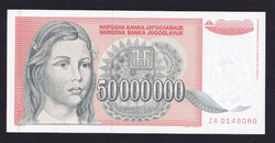 Jugoszlávia 50.000.000 dinár UNC (ZA sorozat) Replacement 1993