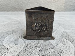 Beautiful signed antique round scene box or holder