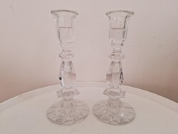 Vintage Cast Glass Candle Holders Pair