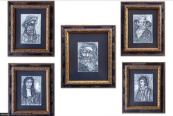 Original ink drawings by Otto Pankok. Collector's rarity, unique works, with certificate. 5 pictures together.