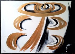Arrived: Gáza Pál (1981) 'Success' - 50x70cm canvas painting with certificate, paying homage to Kandinsky.