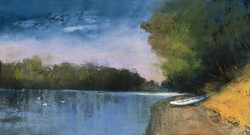 Ede Pósa - Tisza Riverbank 25 x 44 cm pastel, paper