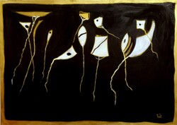 Abstract by contemporary artist Géza Pál, 50x70 cm canvas, introductory price. A tribute to Kandinsky.