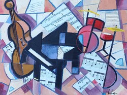 Jazz trio - olajfestmény