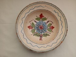 Kerámia fali tányér mázas cserép terrakotta 1920–1930-as évekből Erdély