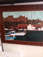 SAILBOAT MOORING - Enamel art! 