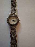 Silver Watch Decorated with Marcasite Stones