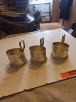 Vintage Soviet aluminum tea cup holders