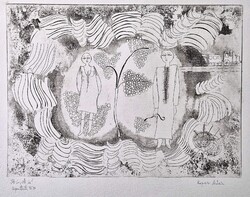 Hollóházi Mária - Here and There 60 x 84 cm etching on paper
