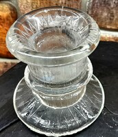 Antique ornate cast glass candle holder
