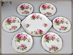 Rare Royal Albert American Beauty English Porcelain Dessert Set